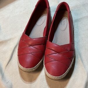 Clarks Red Espadrille Slip-Ons